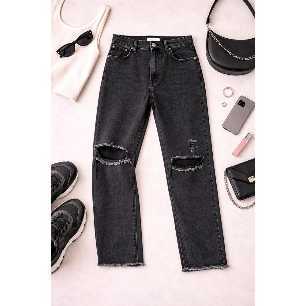 Abercrombie & Fitch Curve Love Ultra High-Rise Ankle Straight Jeans Black 27/4S